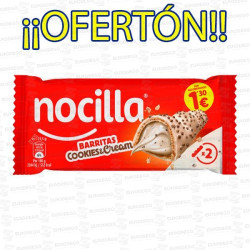 PROMO BARRITAS NOCILLA COOKIES y CREAM PVP 1.30€ 16 + 2 SIN CARGO
