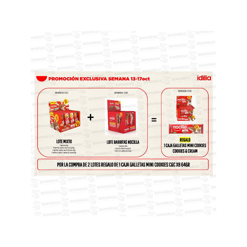 LOTE IDILIA LOTE VAC MINI COOK + LOTE BARRITAS: REGALO MINI COOKIES COOKIES y CREAM