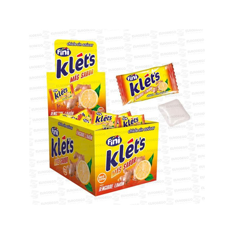 CHICLE KLETS JENGIBRE Y LIMON S/A 200 UD FINI