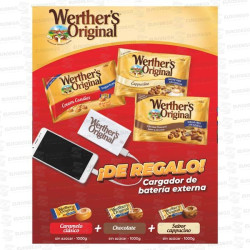 LOTE WERTHERS 3 SIN AZUCAR + CARGADOR BATERIA