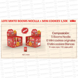 LOTE IDILIA 5 BOOMS + 6 MINI COOKIE ORIGINAL + 6 MINI COOKIES COOKIES y CREAM